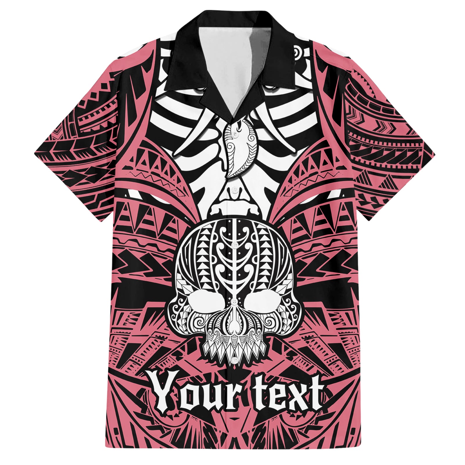 personalised-polynesia-skull-hawaiian-shirt-with-boars-tusk-pink-arty-vibe