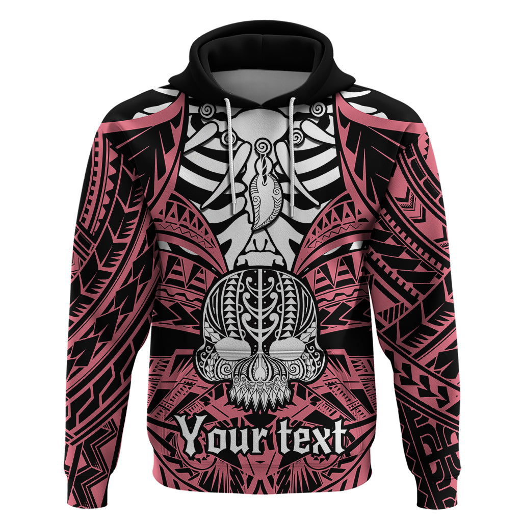 Personalised Polynesia Skull Hoodie With Boars Tusk Pink Arty Vibe LT9 Pink - Polynesian Pride