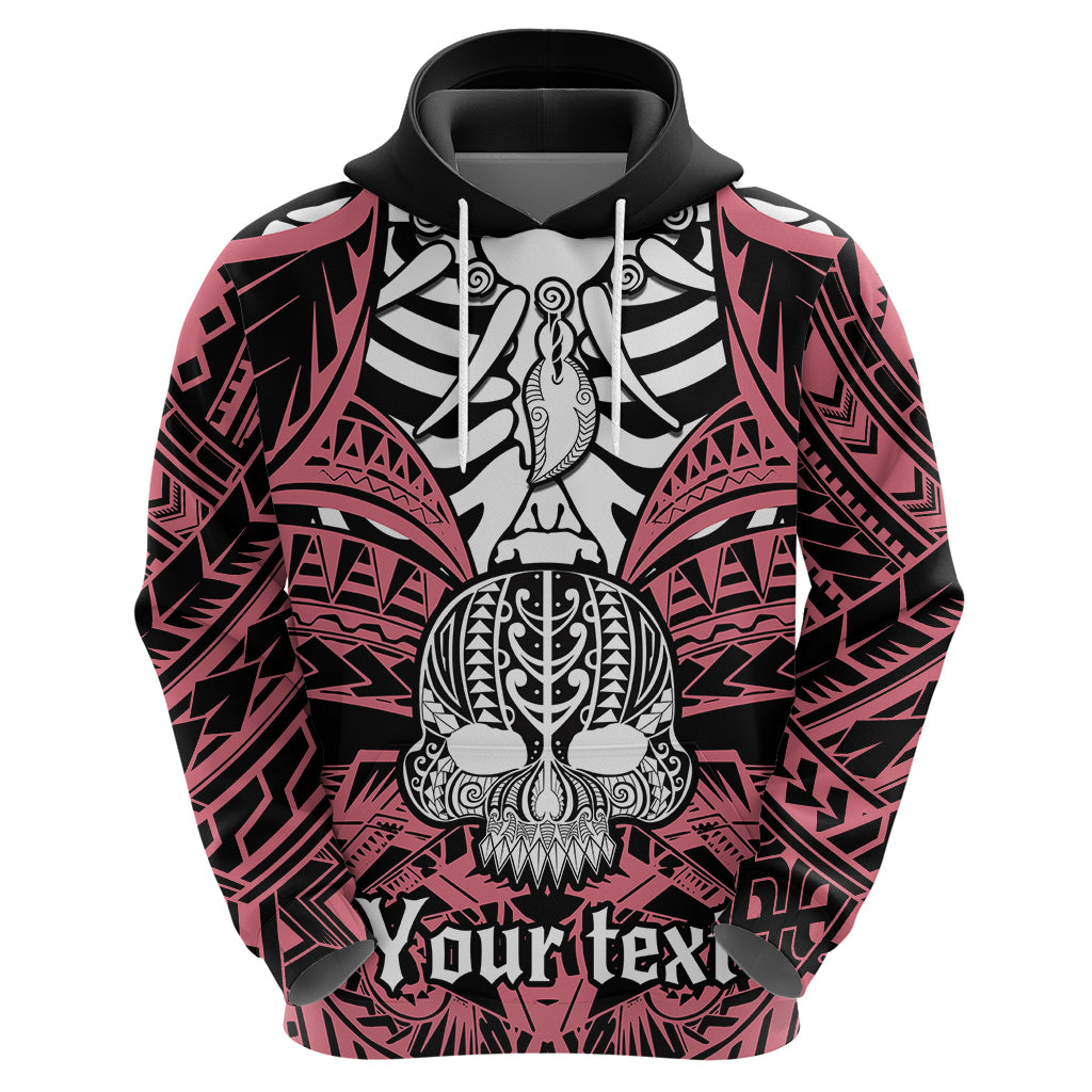 Personalised Polynesia Skull Hoodie With Boars Tusk Pink Arty Vibe LT9 - Polynesian Pride