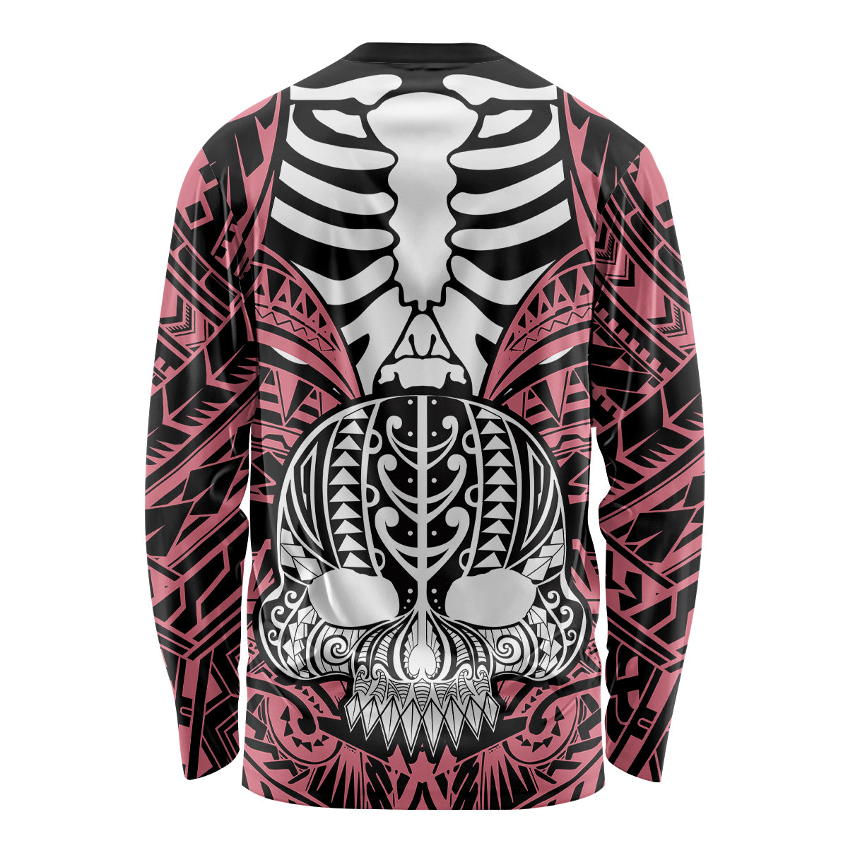 personalised-polynesia-skull-long-sleeve-shirt-with-boars-tusk-pink-arty-vibe