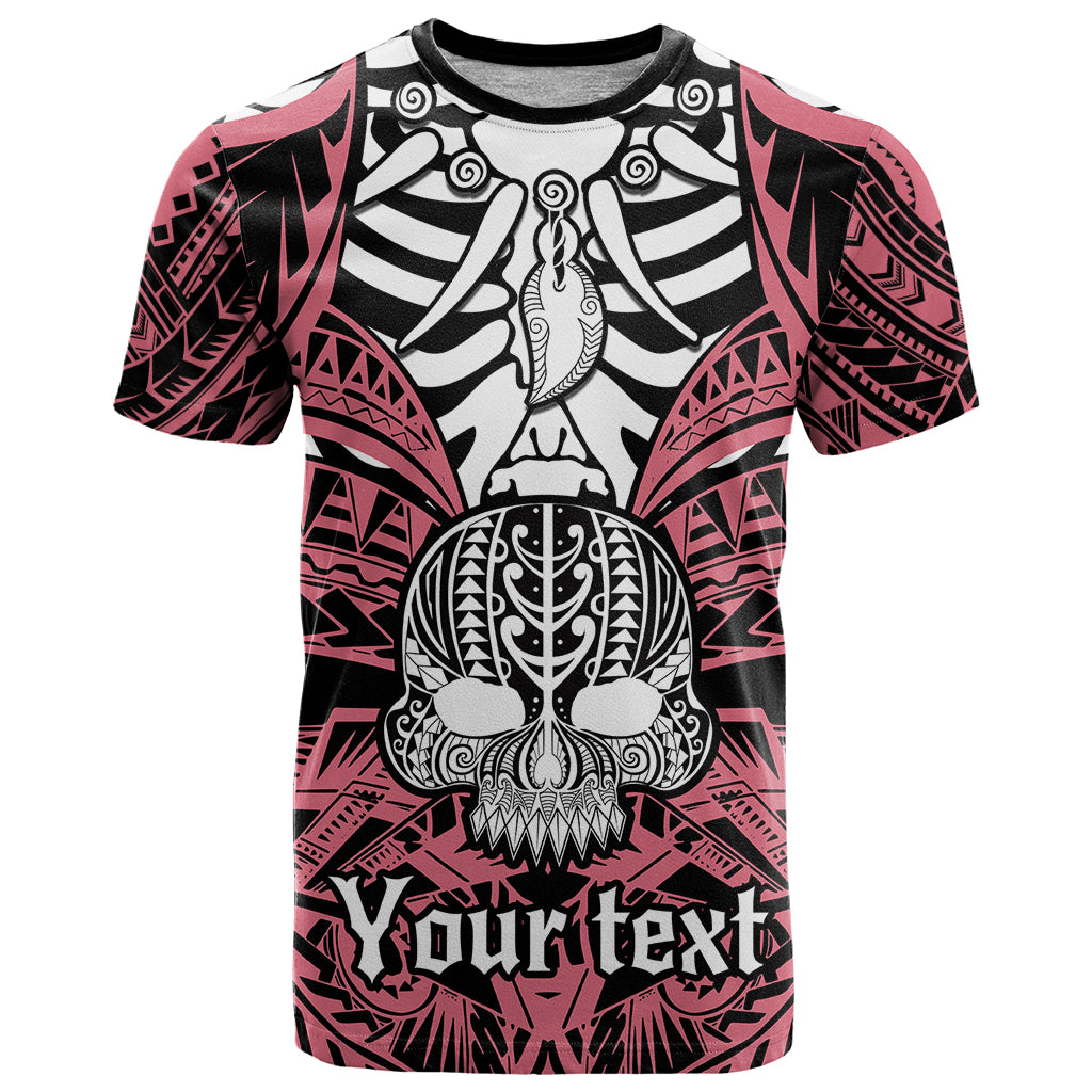 Personalised Polynesia Skull T Shirt With Boars Tusk Pink Arty Vibe LT9 Pink - Polynesian Pride