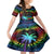 Personalised Fiji LGBT Family Matching Puletasi Dress and Hawaiian Shirt Love Is Love Tapa Pattern Rainbow Water Color LT9 Daughter's Dress Black - Polynesian Pride