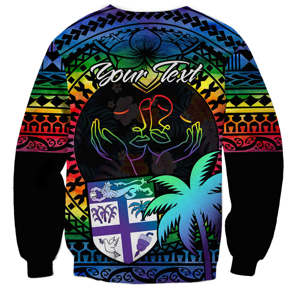 personalised-fiji-lgbt-sweatshirt-love-is-love-tapa-pattern-rainbow-water-color