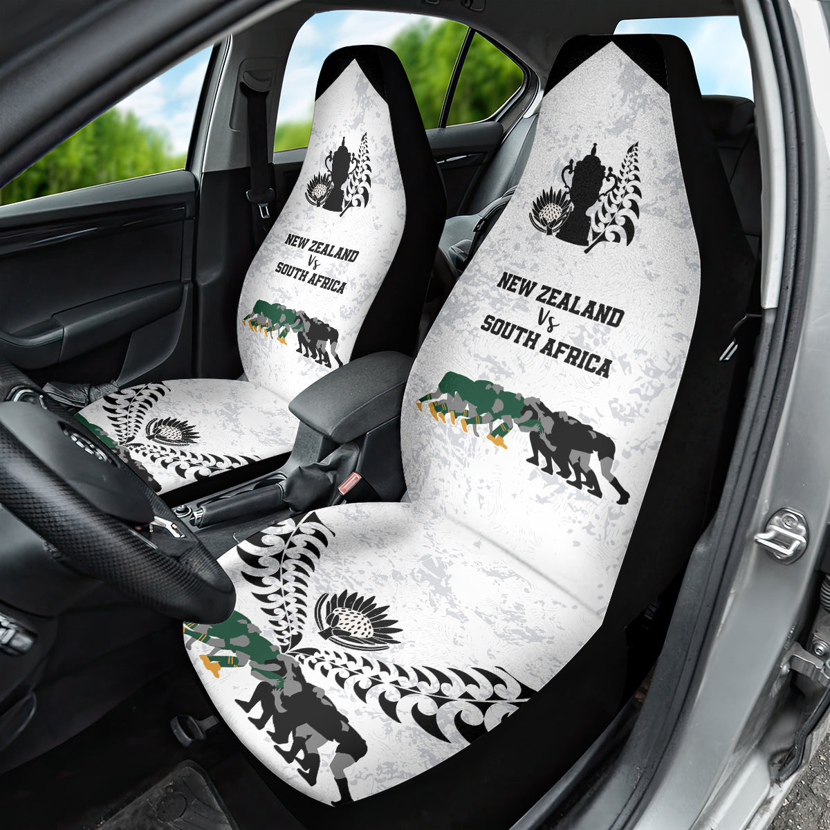 New Zealand South Africa Rugby Car Seat Cover History Commemorative World Cup Winners Unique LT9 - Polynesian Pride