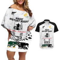 New Zealand South Africa Rugby Couples Matching Off Shoulder Short Dress and Hawaiian Shirt History Commemorative World Cup Winners Unique LT9 White - Polynesian Pride