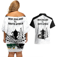 New Zealand South Africa Rugby Couples Matching Off Shoulder Short Dress and Hawaiian Shirt History Commemorative World Cup Winners Unique LT9 - Polynesian Pride