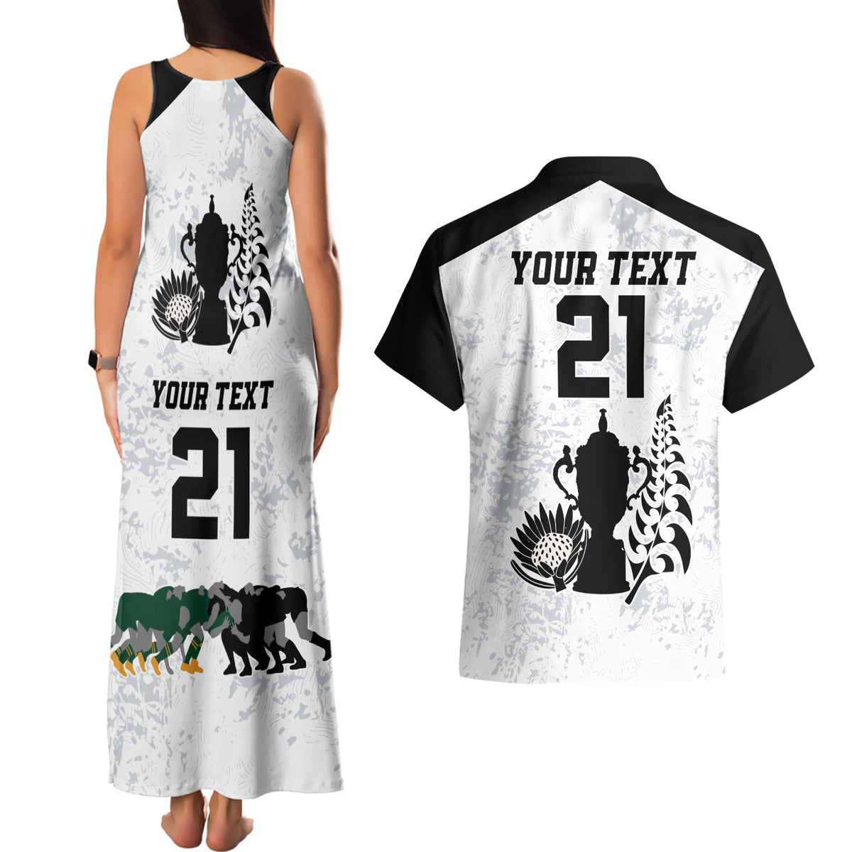 Custom New Zealand South Africa Rugby Couples Matching Tank Maxi Dress and Hawaiian Shirt History Commemorative World Cup Winners Unique LT9 - Polynesian Pride