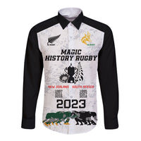 Custom New Zealand South Africa Rugby Long Sleeve Button Shirt History Commemorative World Cup Winners Unique LT9 Unisex White - Polynesian Pride