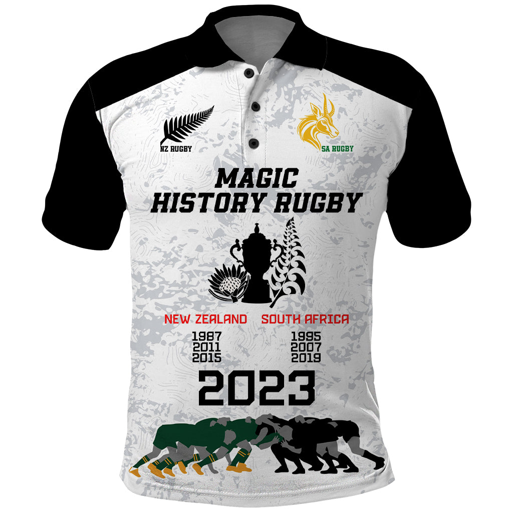 Custom New Zealand South Africa Rugby Polo Shirt History Commemorative World Cup Winners Unique LT9 White - Polynesian Pride