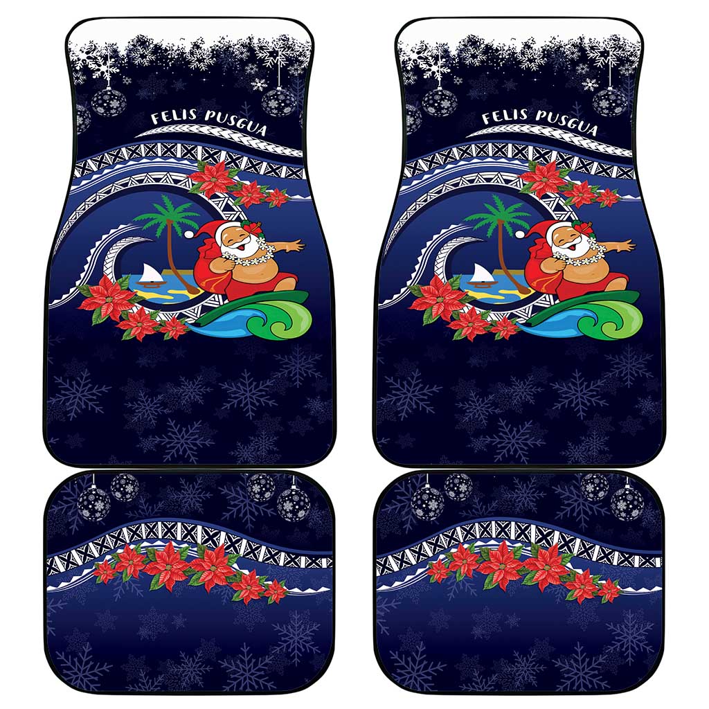Felis Pusgua Guam Santa Car Mats Merry Christmas with Polynesian Tribal