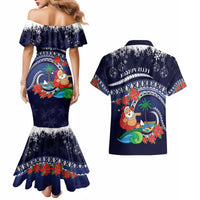 Felis Pusgua Guam Santa Couples Matching Mermaid Dress and Hawaiian Shirt Merry Christmas with Polynesian Tribal LT9 - Polynesian Pride
