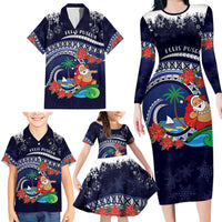 Felis Pusgua Guam Santa Family Matching Long Sleeve Bodycon Dress and Hawaiian Shirt Merry Christmas with Polynesian Tribal LT9 - Polynesian Pride
