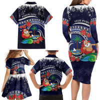 Felis Pusgua Guam Santa Family Matching Long Sleeve Bodycon Dress and Hawaiian Shirt Merry Christmas with Polynesian Tribal LT9 - Polynesian Pride