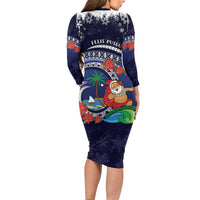 Felis Pusgua Guam Santa Family Matching Long Sleeve Bodycon Dress and Hawaiian Shirt Merry Christmas with Polynesian Tribal LT9 - Polynesian Pride