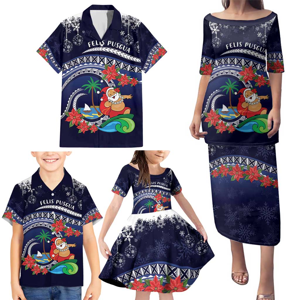 Felis Pusgua Guam Santa Family Matching Puletasi and Hawaiian Shirt Merry Christmas with Polynesian Tribal LT9 - Polynesian Pride
