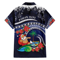 Felis Pusgua Guam Santa Family Matching Short Sleeve Bodycon Dress and Hawaiian Shirt Merry Christmas with Polynesian Tribal