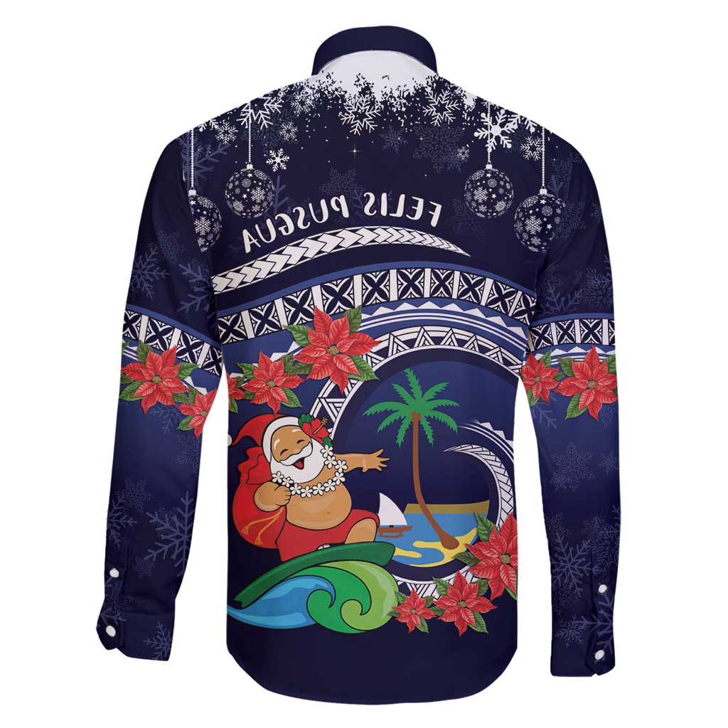 Felis Pusgua Guam Santa Family Matching Summer Maxi Dress and Hawaiian Shirt Merry Christmas with Polynesian Tribal