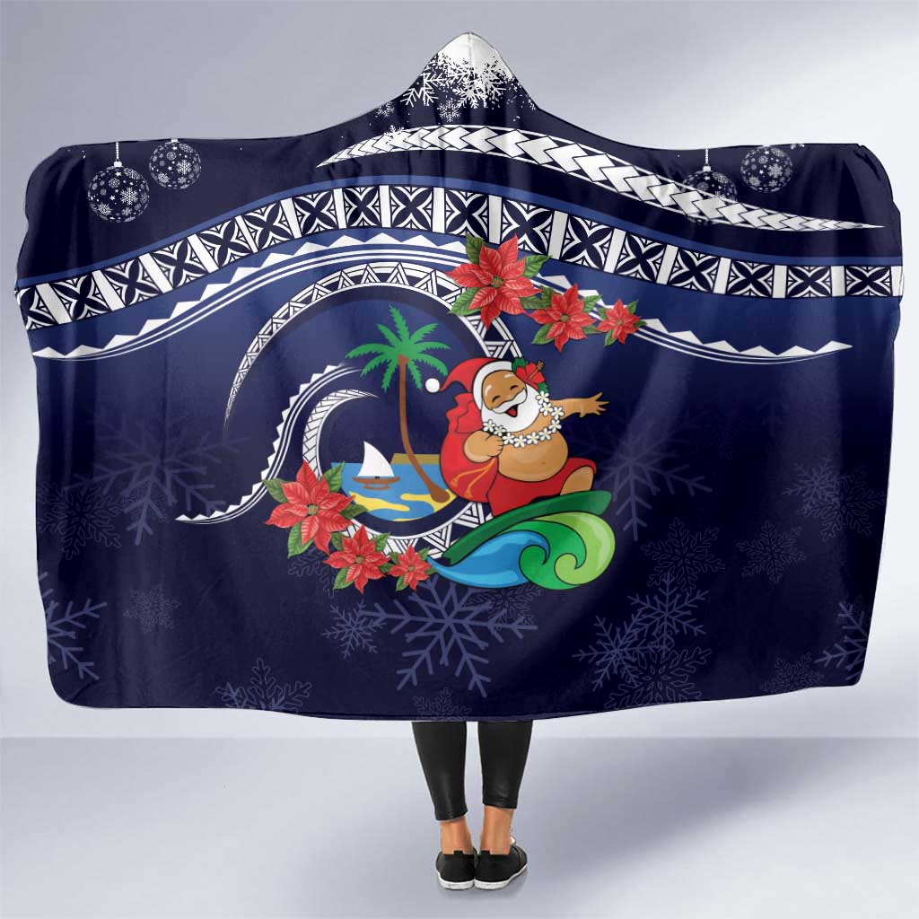 Felis Pusgua Guam Santa Hooded Blanket Merry Christmas with Polynesian Tribal