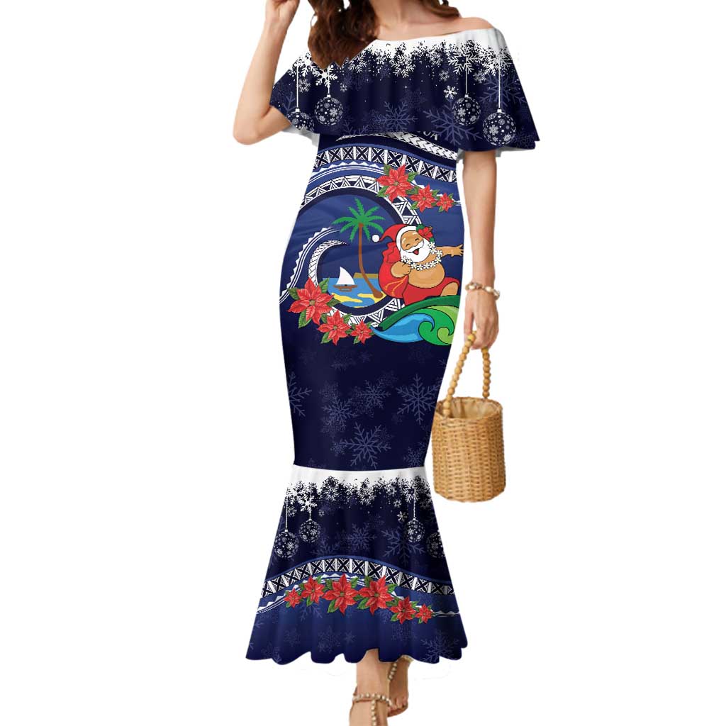 Felis Pusgua Guam Santa Mermaid Dress Merry Christmas with Polynesian Tribal