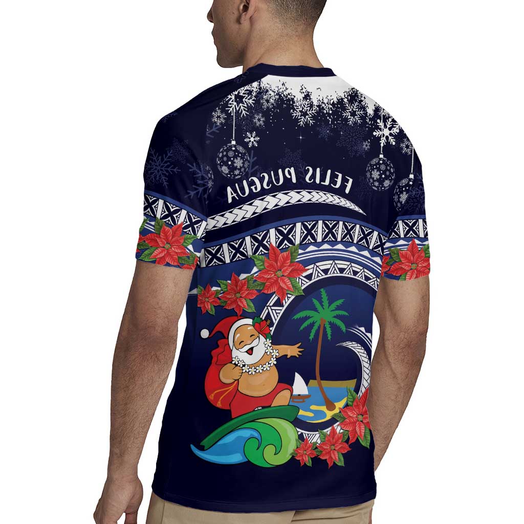 Felis Pusgua Guam Santa Rugby Jersey Merry Christmas with Polynesian Tribal