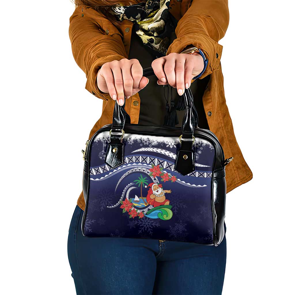 Felis Pusgua Guam Santa Shoulder Handbag Merry Christmas with Polynesian Tribal