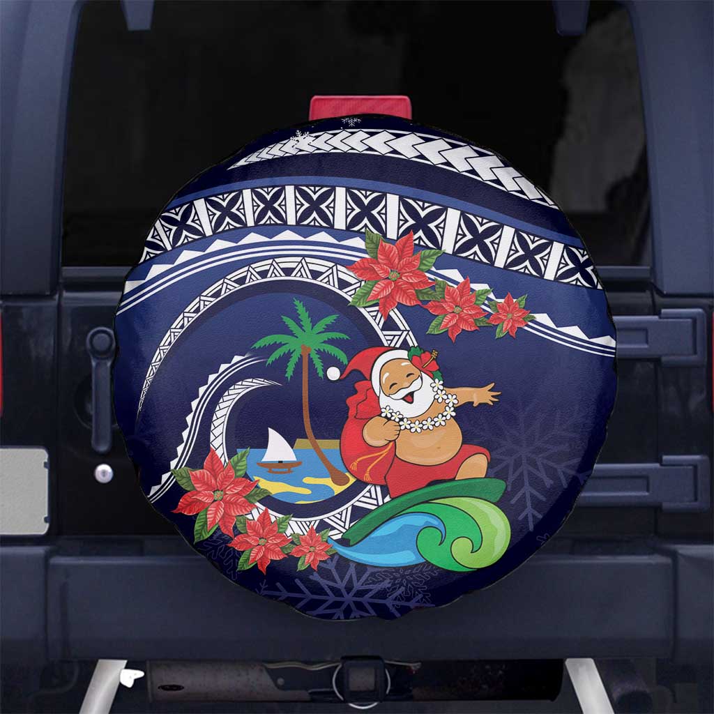 Felis Pusgua Guam Santa Spare Tire Cover Merry Christmas with Polynesian Tribal