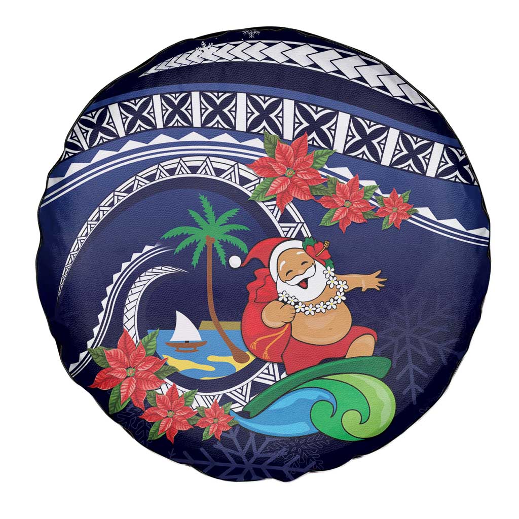 Felis Pusgua Guam Santa Spare Tire Cover Merry Christmas with Polynesian Tribal