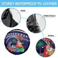 Felis Pusgua Guam Santa Spare Tire Cover Merry Christmas with Polynesian Tribal