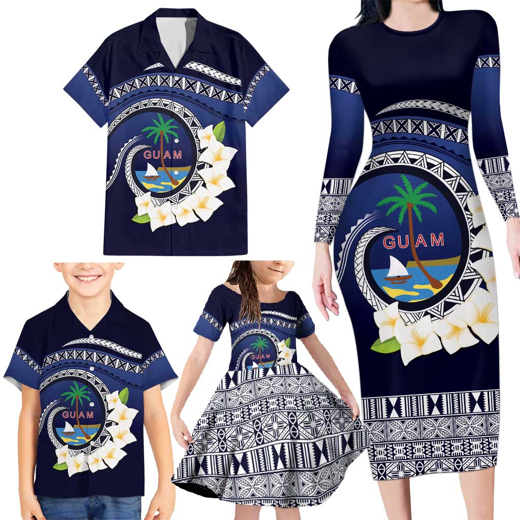 Hafai Adai Guam Guasalis Family Matching Long Sleeve Bodycon Dress and Hawaiian Shirt Polynesian Tribal Pattern LT9 - Polynesian Pride