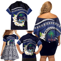 Hafai Adai Guam Guasalis Family Matching Off Shoulder Short Dress and Hawaiian Shirt Polynesian Tribal Pattern