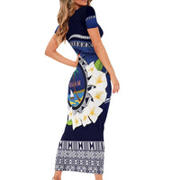 Hafai Adai Guam Guasalis Family Matching Short Sleeve Bodycon Dress and Hawaiian Shirt Polynesian Tribal Pattern