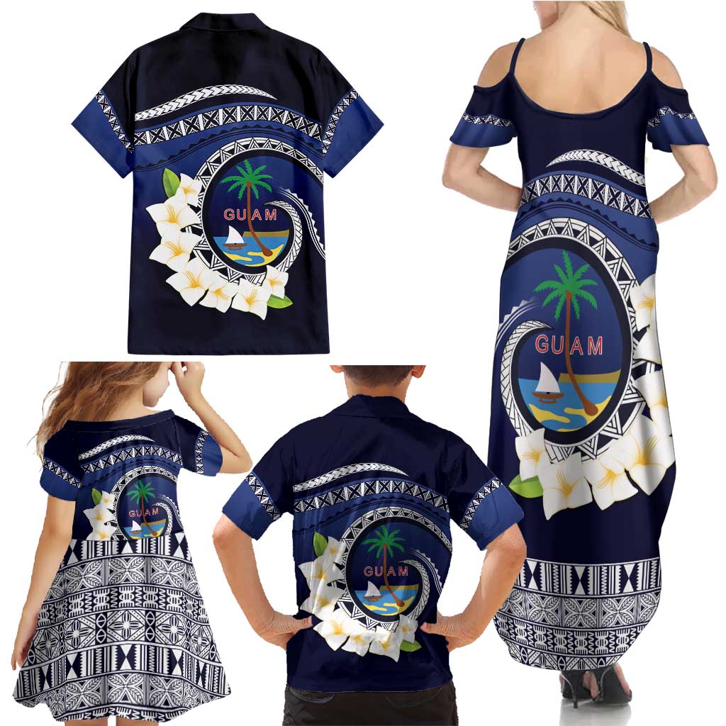 Hafai Adai Guam Guasalis Family Matching Summer Maxi Dress and Hawaiian Shirt Polynesian Tribal Pattern