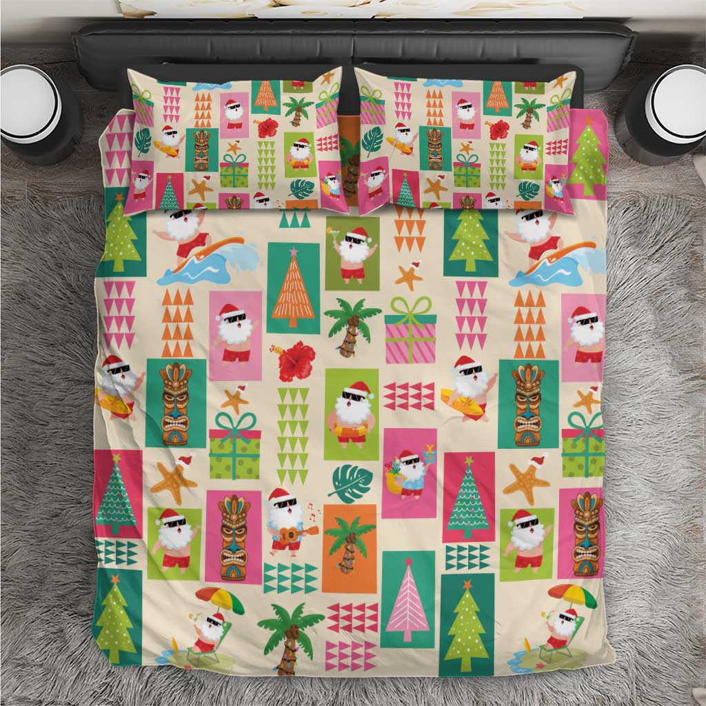 Mele Kalikimaka Hawaii Christmas Bedding Set Funny Santan Hippie Style