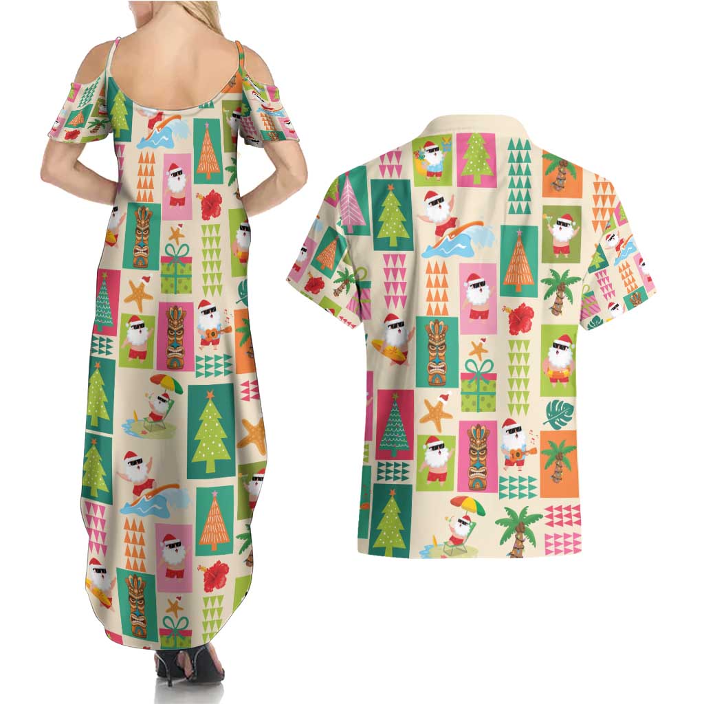 Mele Kalikimaka Hawaii Christmas Couples Matching Summer Maxi Dress and Hawaiian Shirt Funny Santan Hippie Style LT9 - Polynesian Pride