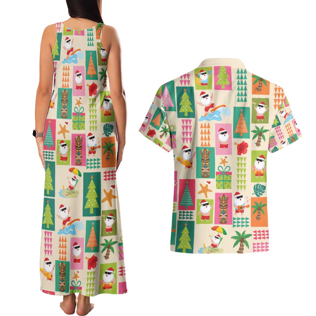 Mele Kalikimaka Hawaii Christmas Couples Matching Tank Maxi Dress and Hawaiian Shirt Funny Santan Hippie Style LT9 - Polynesian Pride