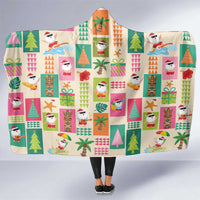Mele Kalikimaka Hawaii Christmas Hooded Blanket Funny Santan Hippie Style