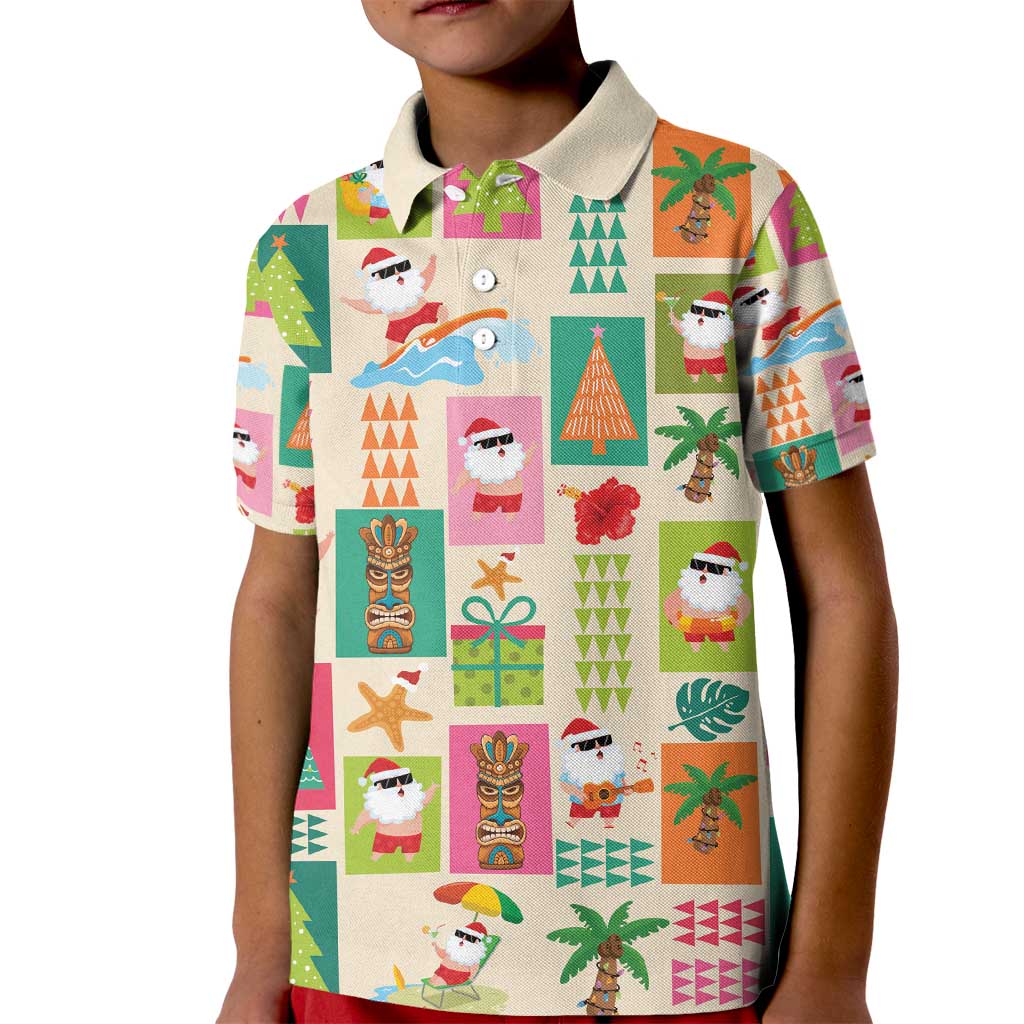 Mele Kalikimaka Hawaii Christmas Kid Polo Shirt Funny Santan Hippie Style