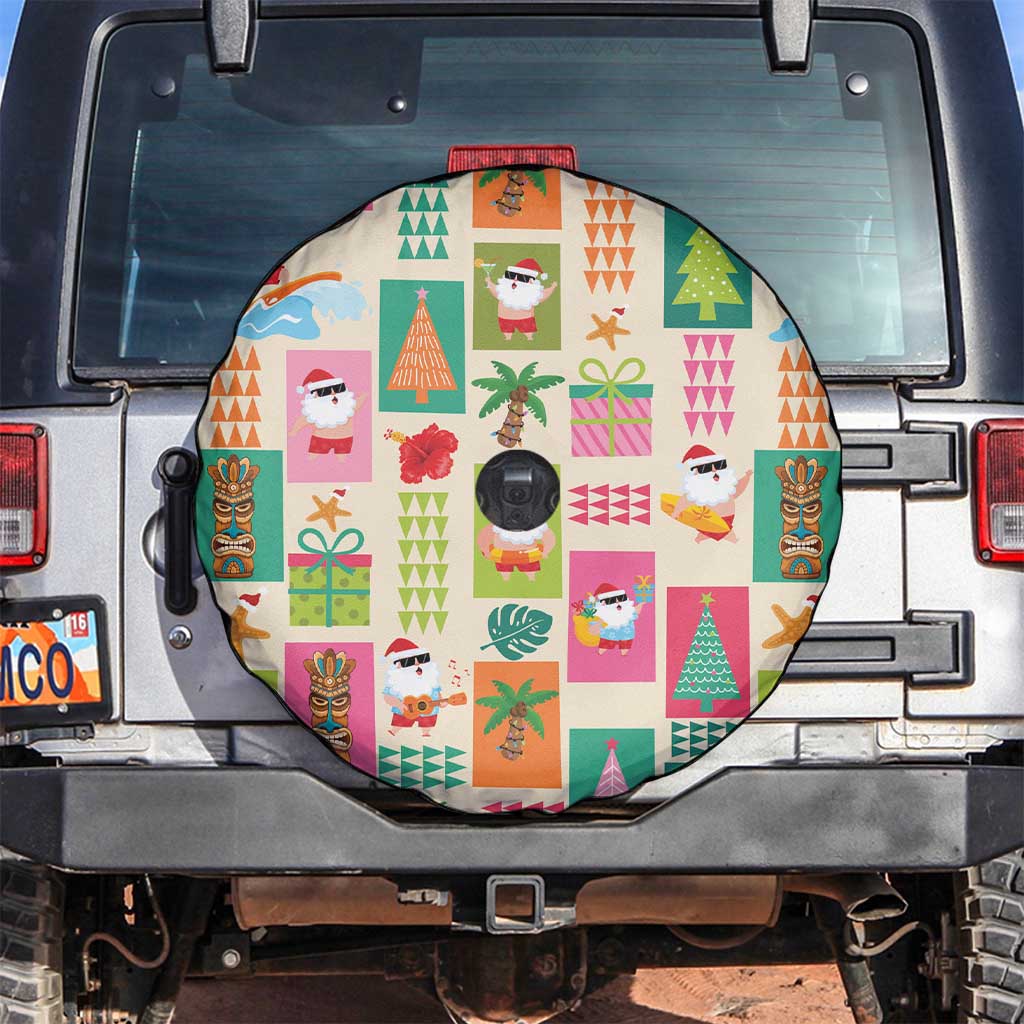 Mele Kalikimaka Hawaii Christmas Spare Tire Cover Funny Santan Hippie Style