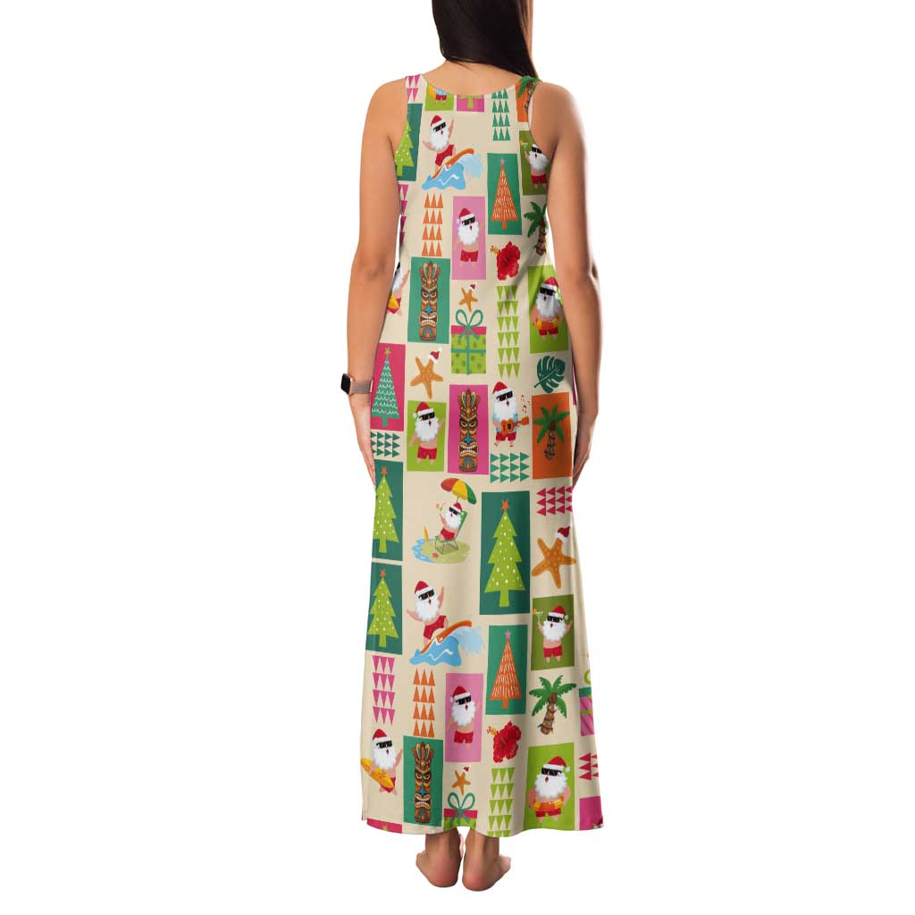 Mele Kalikimaka Hawaii Christmas Tank Maxi Dress Funny Santan Hippie Style