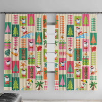 Mele Kalikimaka Hawaii Christmas Window Curtain Funny Santan Hippie Style