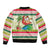 Mele Kalikimaka Hawaii Christmas Bomber Jacket Surfing Santa with Polynesian Tribal