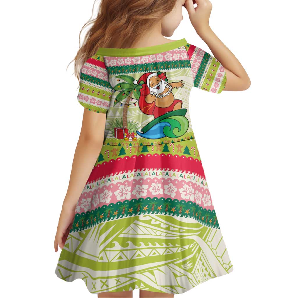 Mele Kalikimaka Hawaii Christmas Family Matching Long Sleeve Bodycon Dress and Hawaiian Shirt Surfing Santa with Polynesian Tribal LT9 - Polynesian Pride