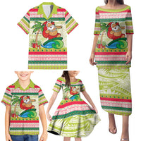 Mele Kalikimaka Hawaii Christmas Family Matching Puletasi and Hawaiian Shirt Surfing Santa with Polynesian Tribal LT9 - Polynesian Pride