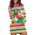 Mele Kalikimaka Hawaii Christmas Hoodie Dress Surfing Santa with Polynesian Tribal