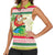 Mele Kalikimaka Hawaii Christmas Women Sleeveless Polo Shirt Surfing Santa with Polynesian Tribal