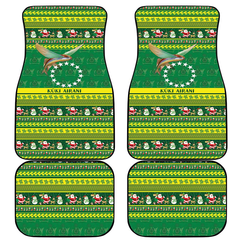 Meri Kiritimiti Cook Islands Christmas Car Mats Maroro Flying Fish and White Stars