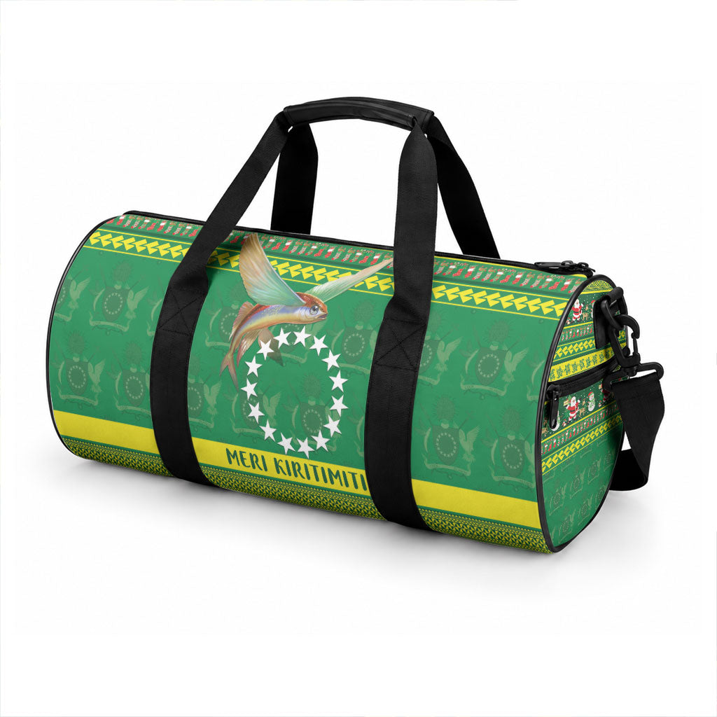 Meri Kiritimiti Cook Islands Christmas Duffle Bag Maroro Flying Fish and White Stars LT9 - Polynesian Pride
