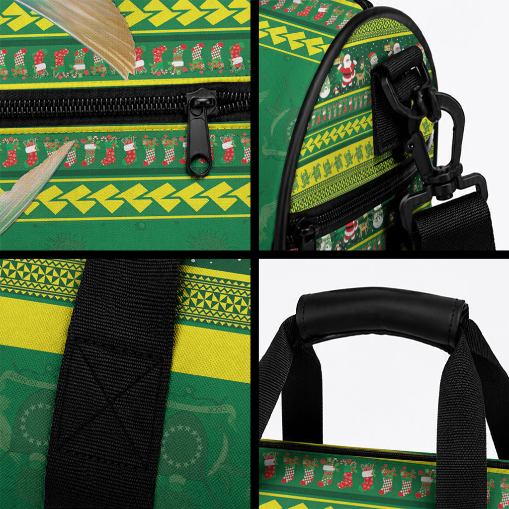 Meri Kiritimiti Cook Islands Christmas Duffle Bag Maroro Flying Fish and White Stars LT9 - Polynesian Pride