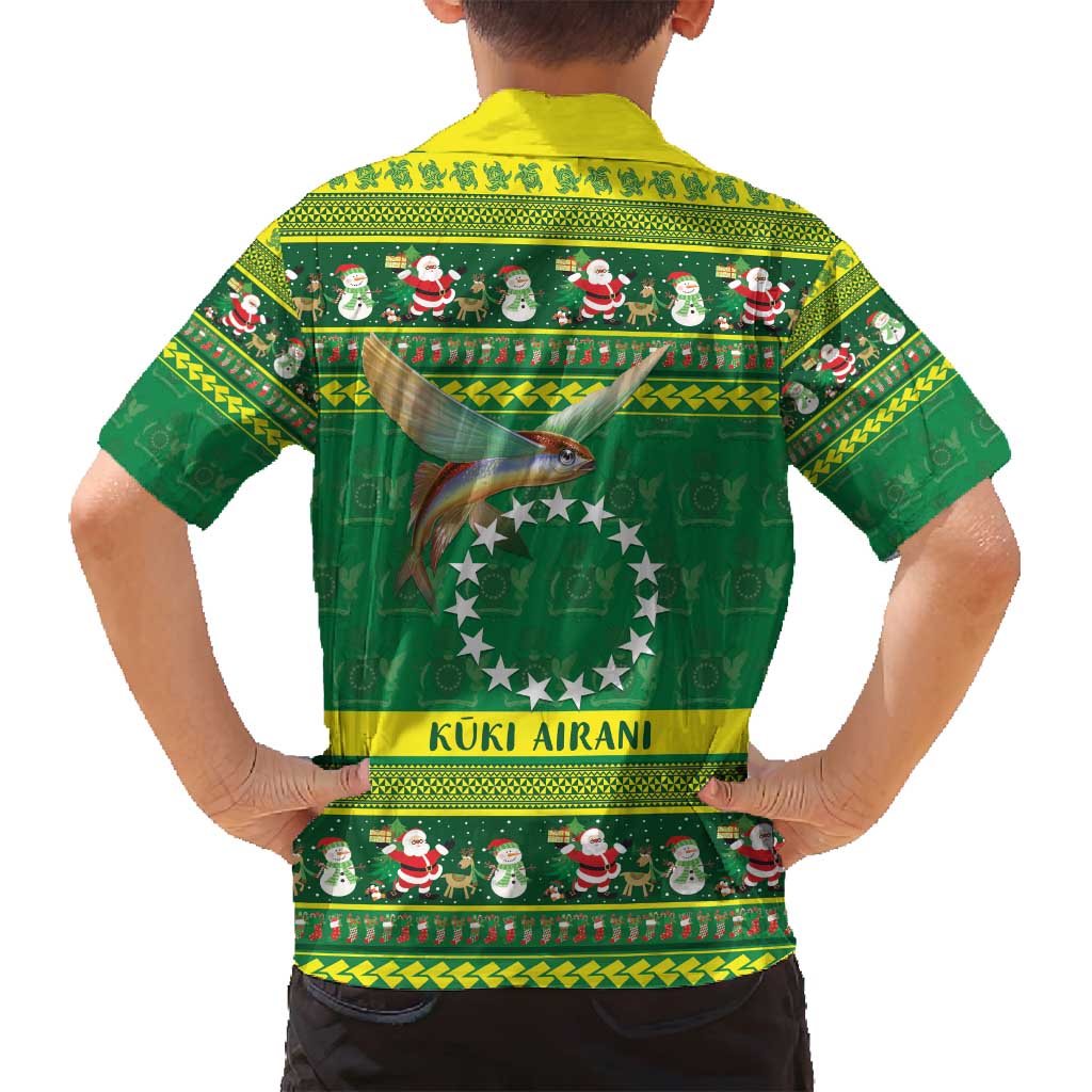 Meri Kiritimiti Cook Islands Christmas Family Matching Long Sleeve Bodycon Dress and Hawaiian Shirt Maroro Flying Fish and White Stars LT9 - Polynesian Pride