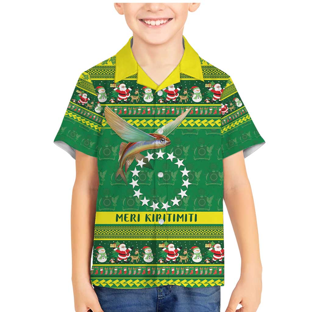 Meri Kiritimiti Cook Islands Christmas Family Matching Mermaid Dress and Hawaiian Shirt Maroro Flying Fish and White Stars